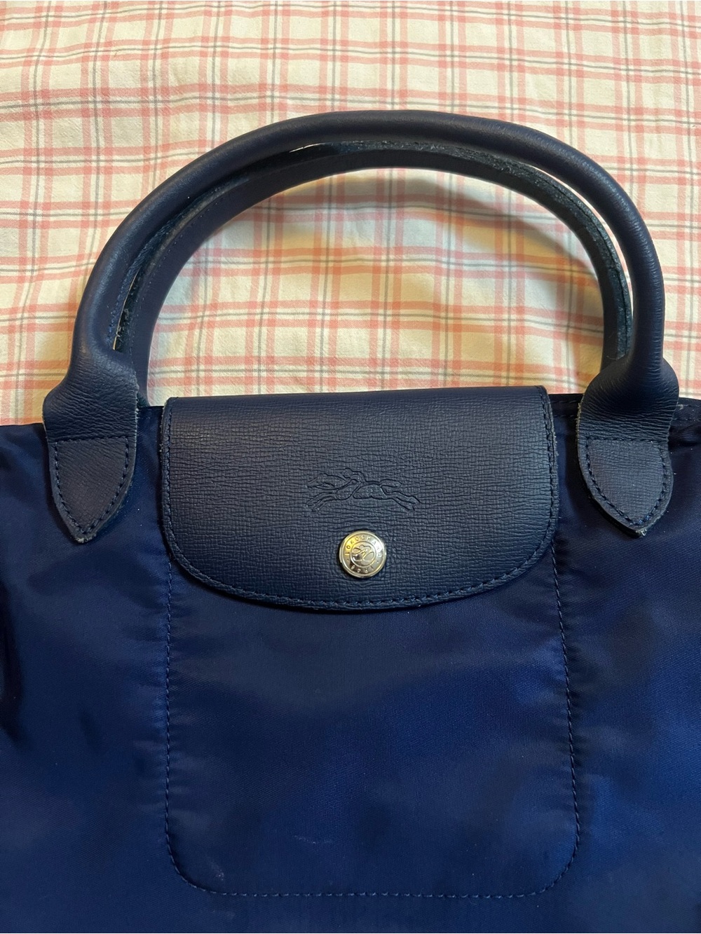 Longchamp Navy Le Pliage Small Handbag with Top Handles